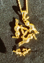 Triple Hare Necklace Gold & Ear Studs