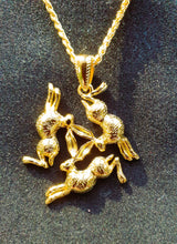 Triple Hare Necklace Gold & Ear Studs